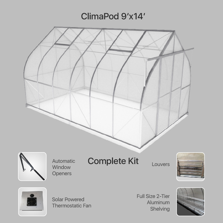 9x14 Polycarbonate Greenhouse 4mm polycarbonate ClimaPod Passion Complete Kit